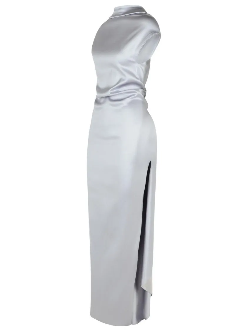 'Abadan' Grey Satin Dress