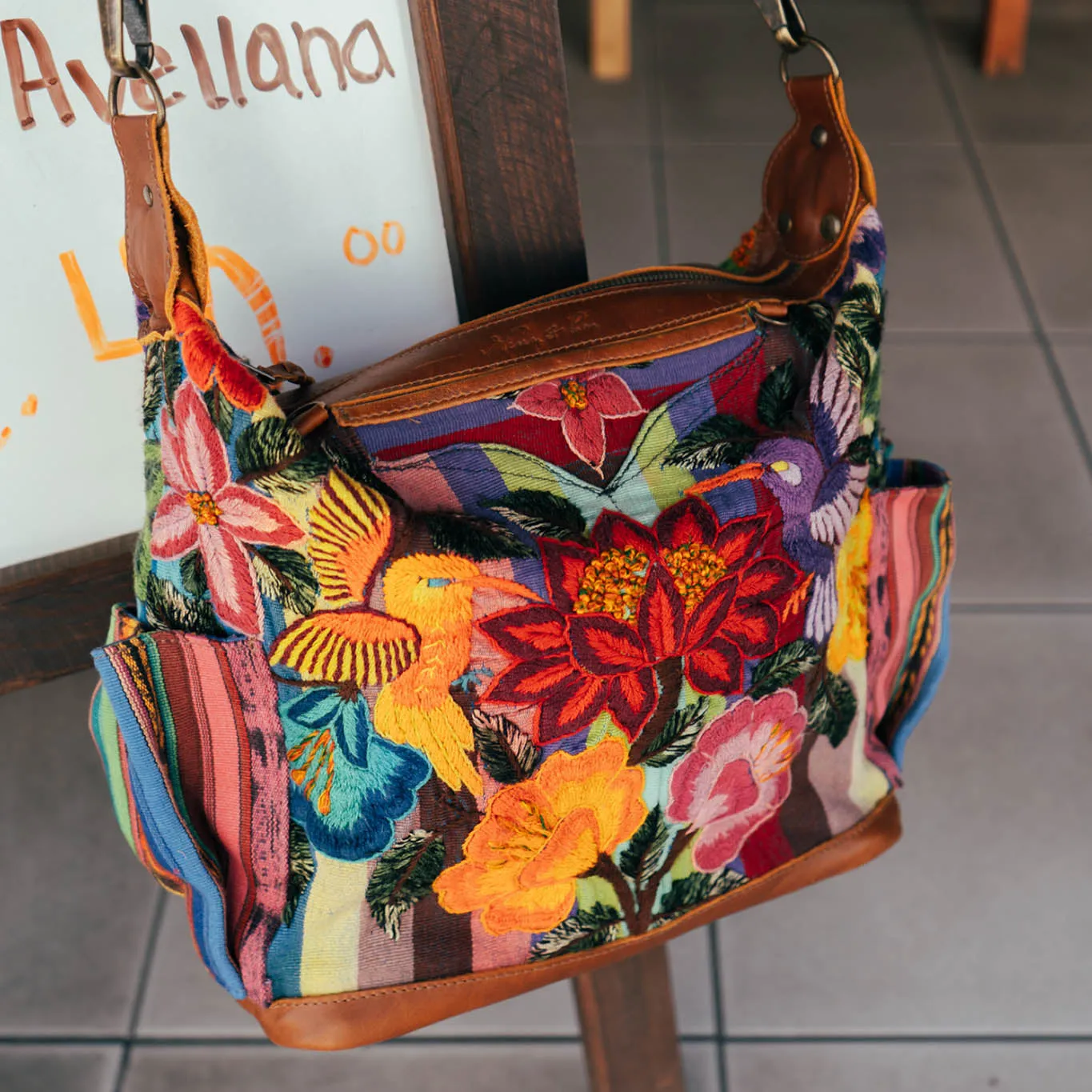 BEATRIZ MCDB   DIAMANTE STRAP - OOAK HUIPIL - CAFE - 15703