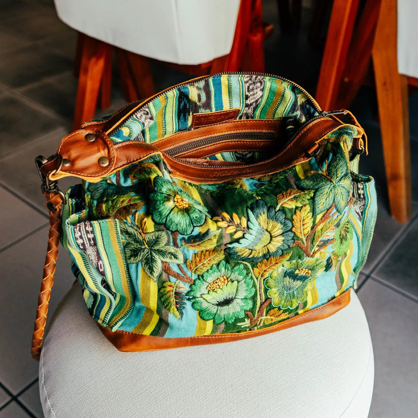 BEATRIZ MCDB   DIAMANTE STRAP - OOAK HUIPIL - CAFE - NO. 15701