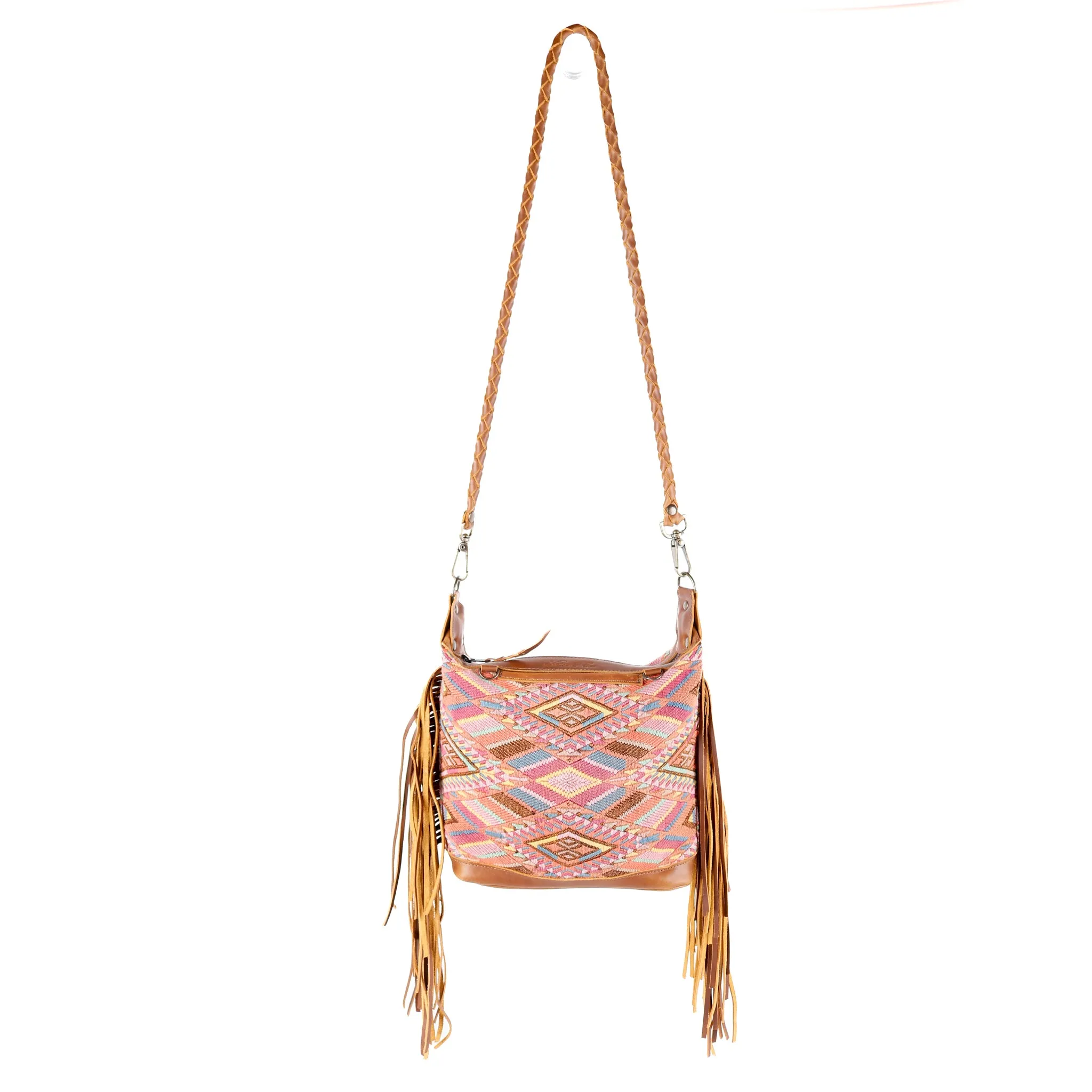 BEATRIZ MINI CDB WITH FRINGE - OOAK HUIPIL - CAFE - NO. 15886