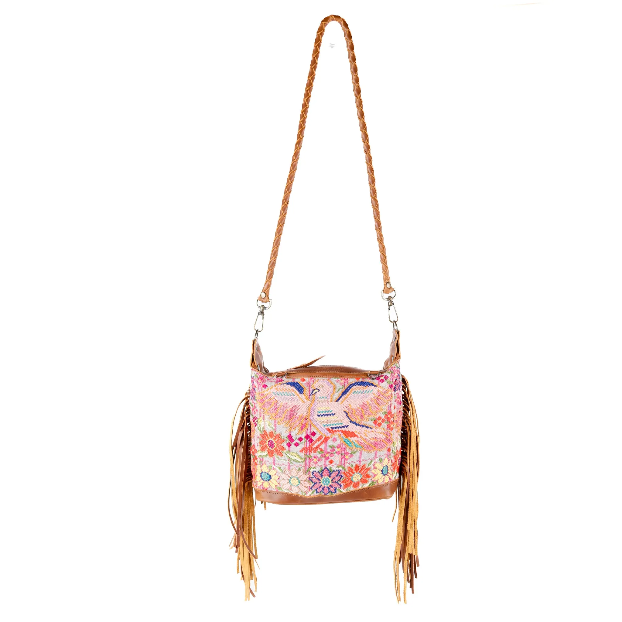 BEATRIZ MINI CDB WITH FRINGE - OOAK HUIPIL - CAFE - NO. 15887