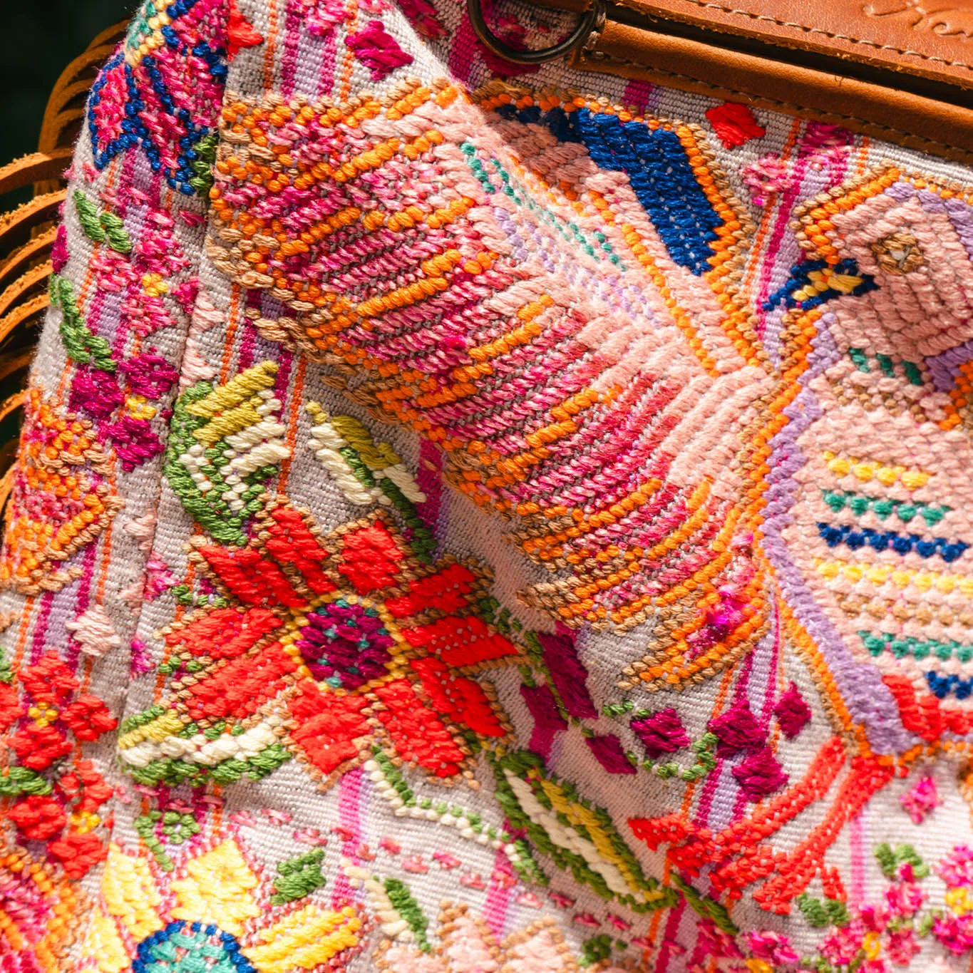 BEATRIZ MINI CDB WITH FRINGE - OOAK HUIPIL - CAFE - NO. 15887