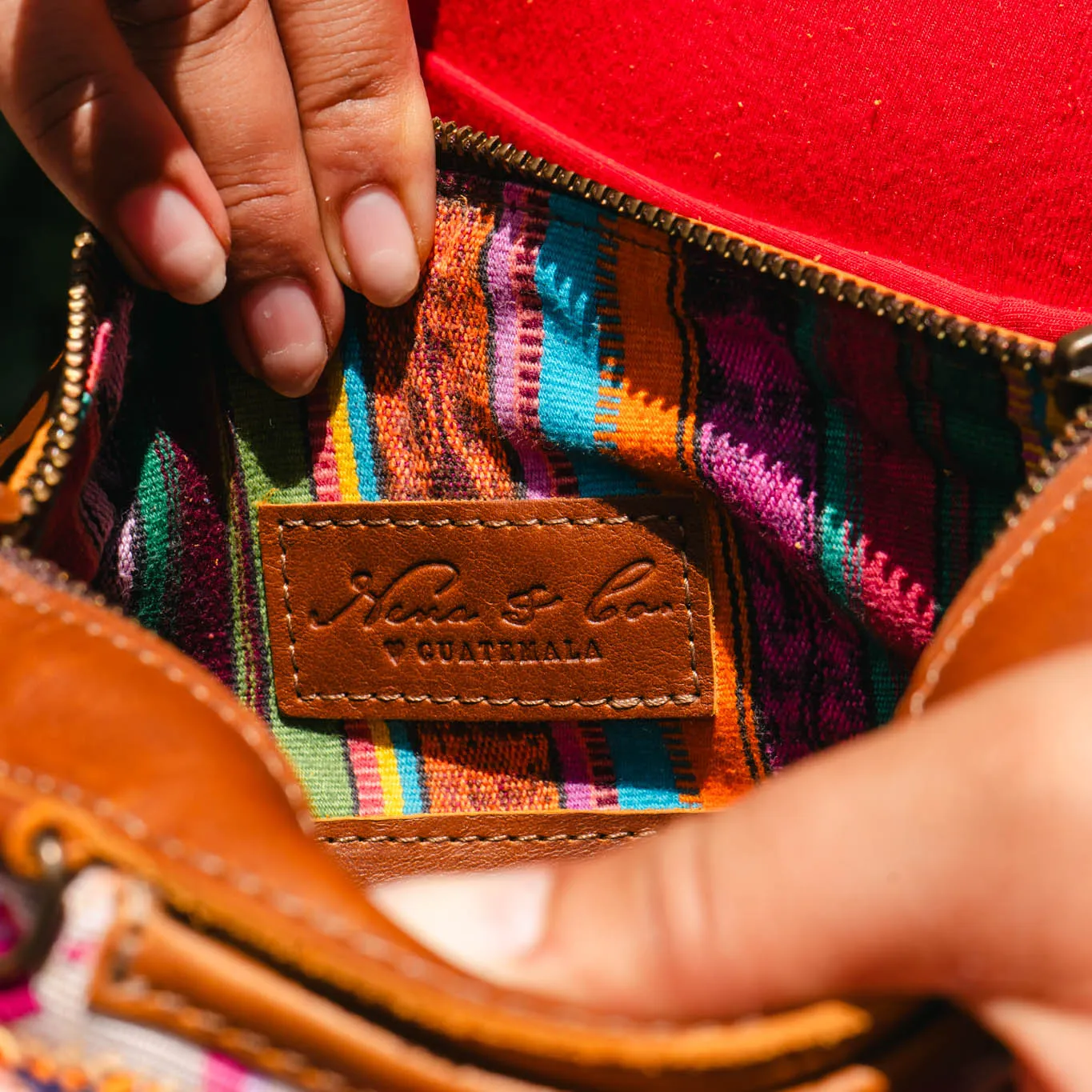 BEATRIZ MINI CDB WITH FRINGE - OOAK HUIPIL - CAFE - NO. 15887