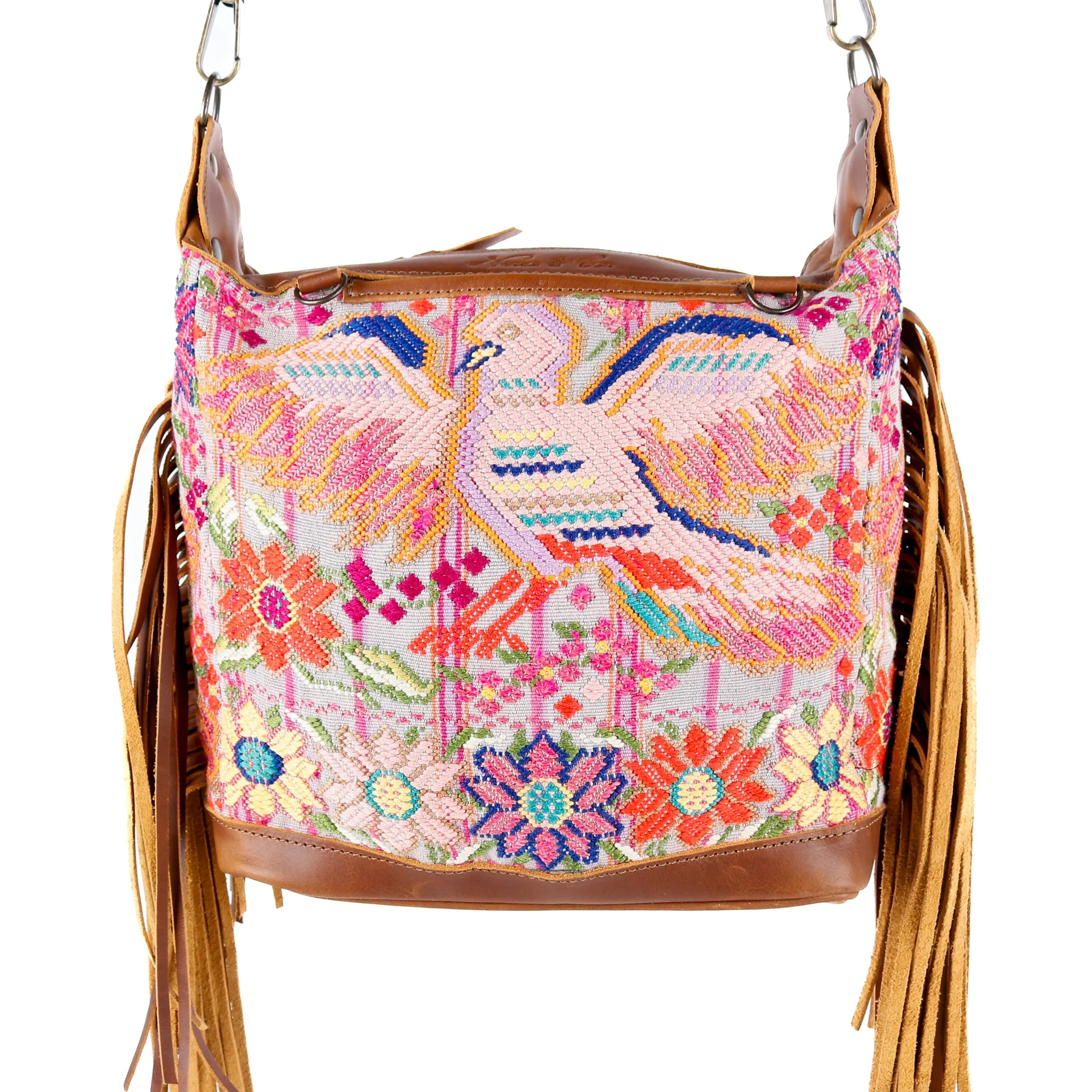 BEATRIZ MINI CDB WITH FRINGE - OOAK HUIPIL - CAFE - NO. 15887