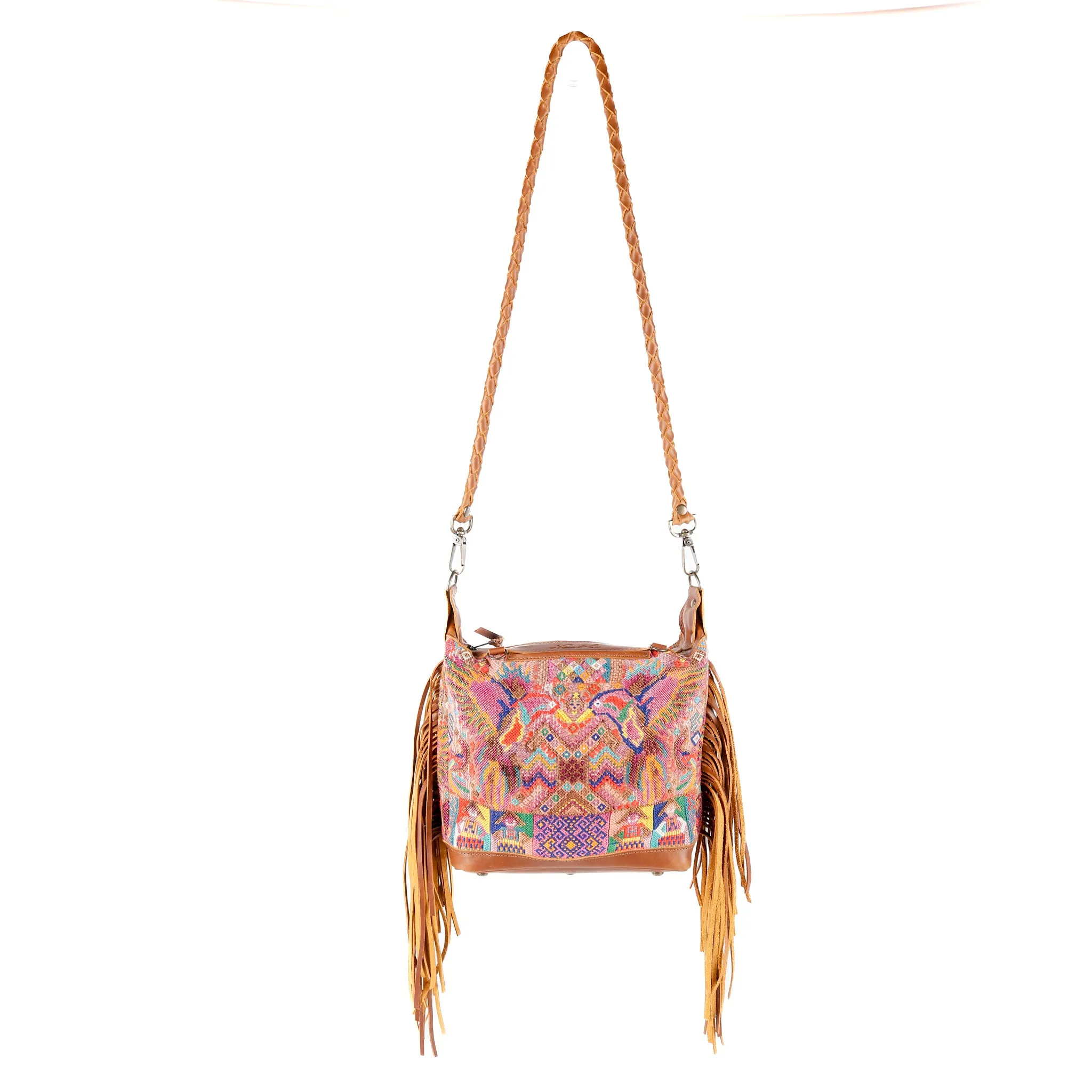 BEATRIZ MINI CDB WITH FRINGE - OOAK HUIPIL - CAFE - NO. 15888