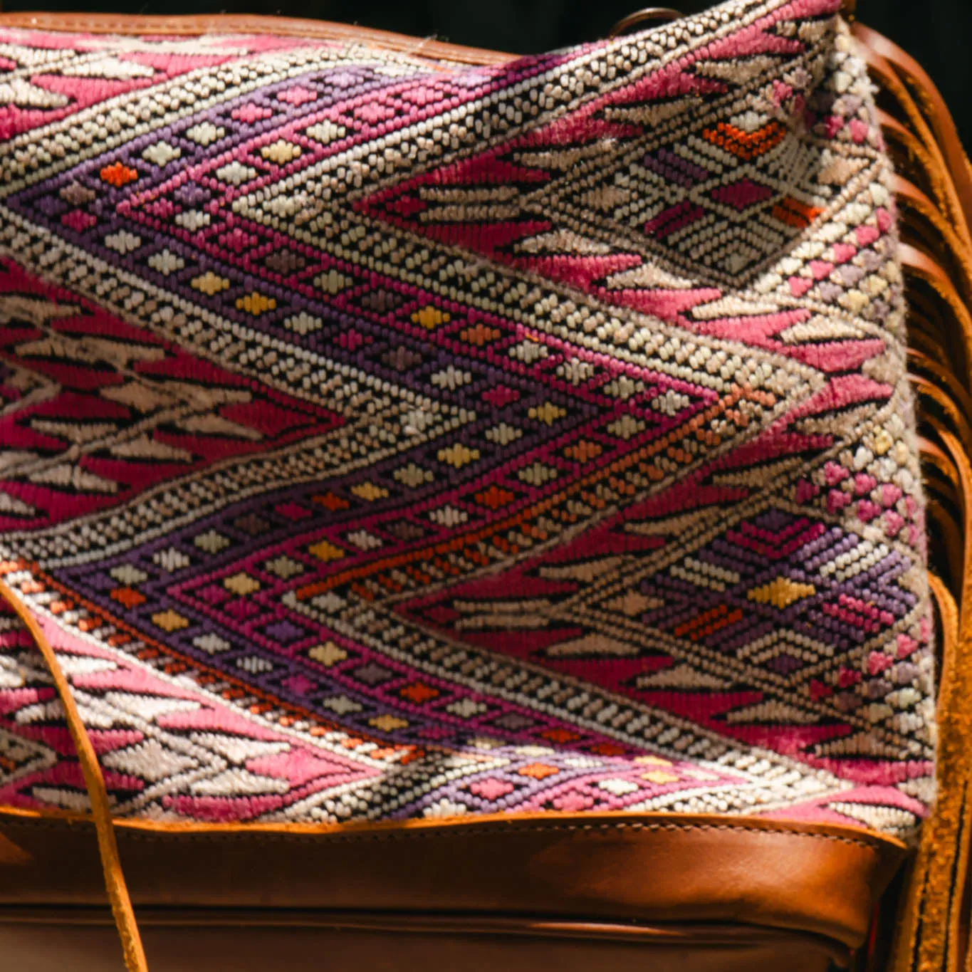 BEATRIZ MINI CDB WITH FRINGE - OOAK HUIPIL - CAFE - NO. 15889