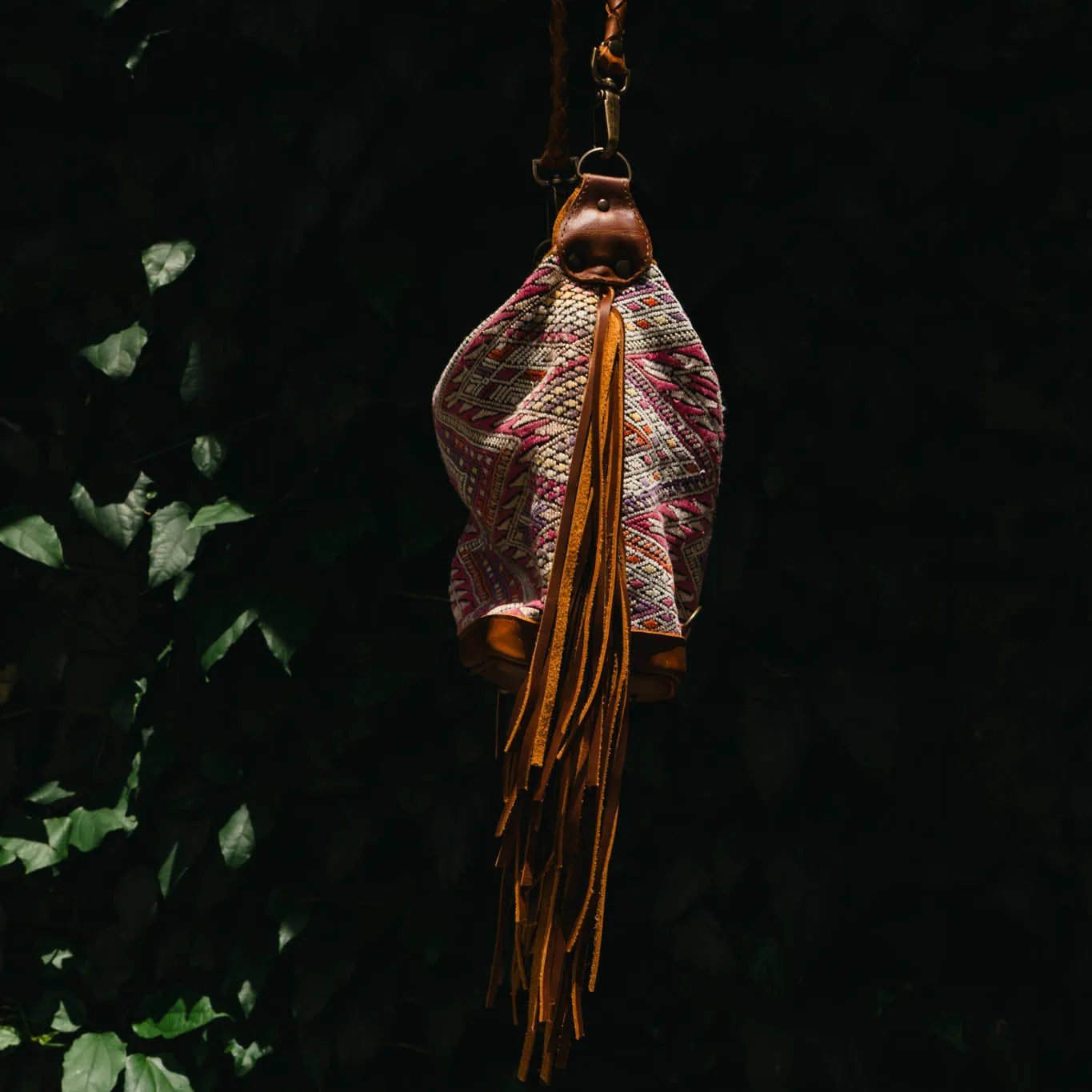 BEATRIZ MINI CDB WITH FRINGE - OOAK HUIPIL - CAFE - NO. 15889