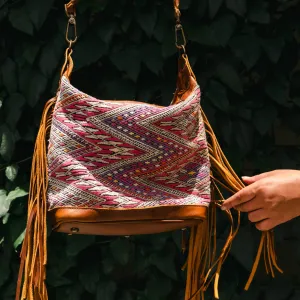 BEATRIZ MINI CDB WITH FRINGE - OOAK HUIPIL - CAFE - NO. 15889