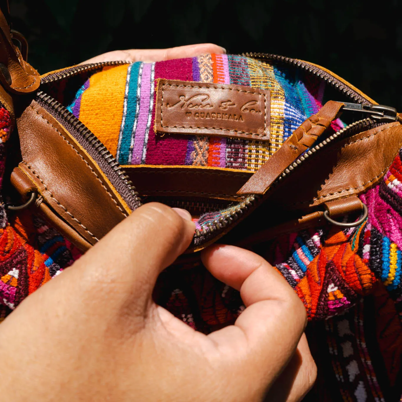 BEATRIZ MINI CDB WITH FRINGE - OOAK HUIPIL - CAFE - NO. 15890