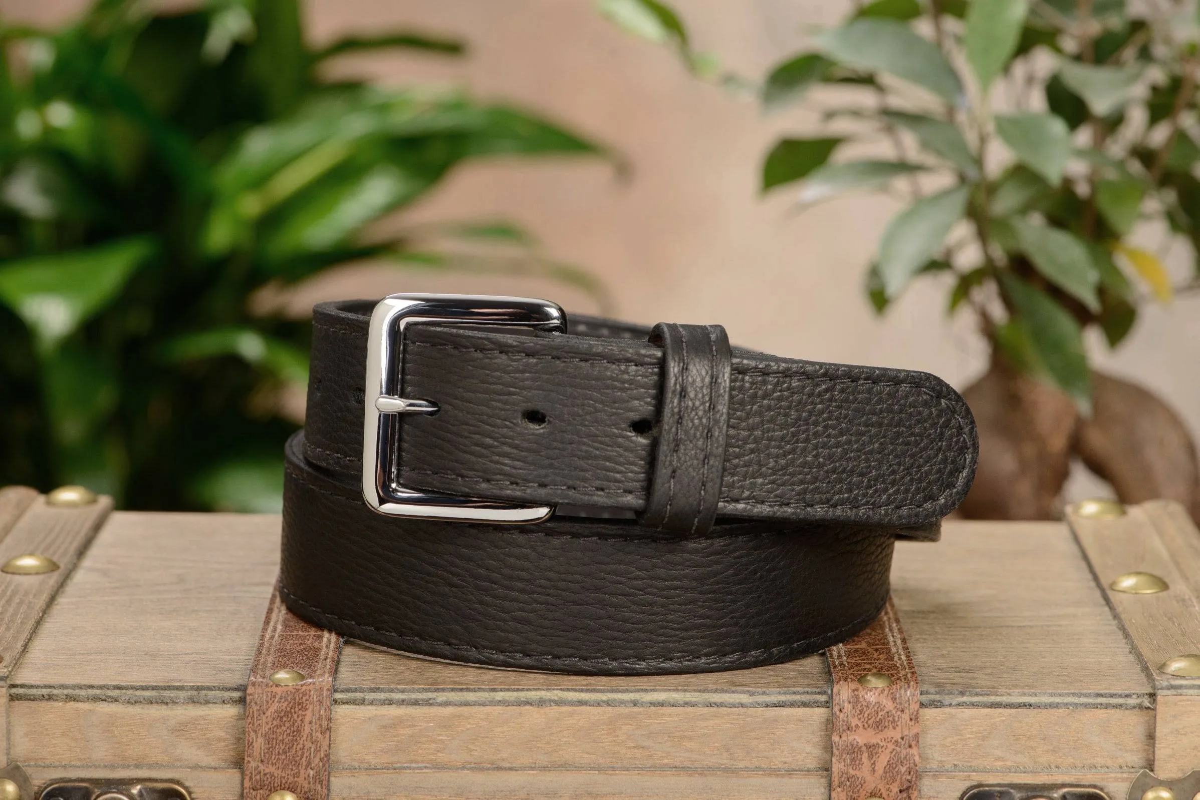 Black American Bison Money Belt With 25" Zipper 1.50" Wide