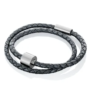 Black & Silver - TadBlu Braided Leather Men’s Cremation Bead Bracelet