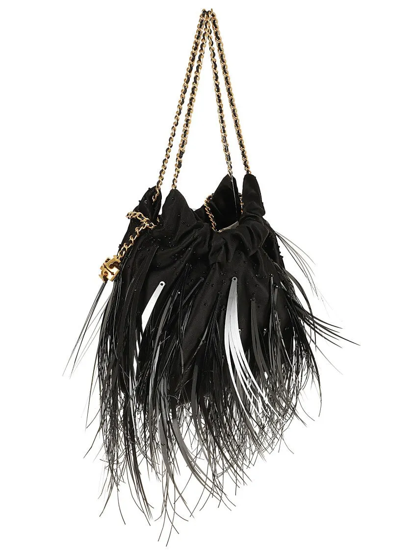 Black Fleming Satin Mini Hobo Bag