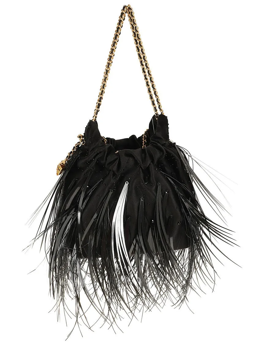 Black Fleming Satin Mini Hobo Bag