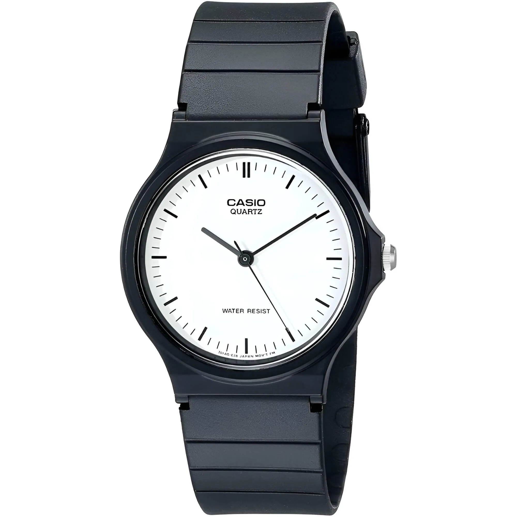 Casio Men's Watch - Classic Quartz White Dial Black Resin Strap | MQ24-7E