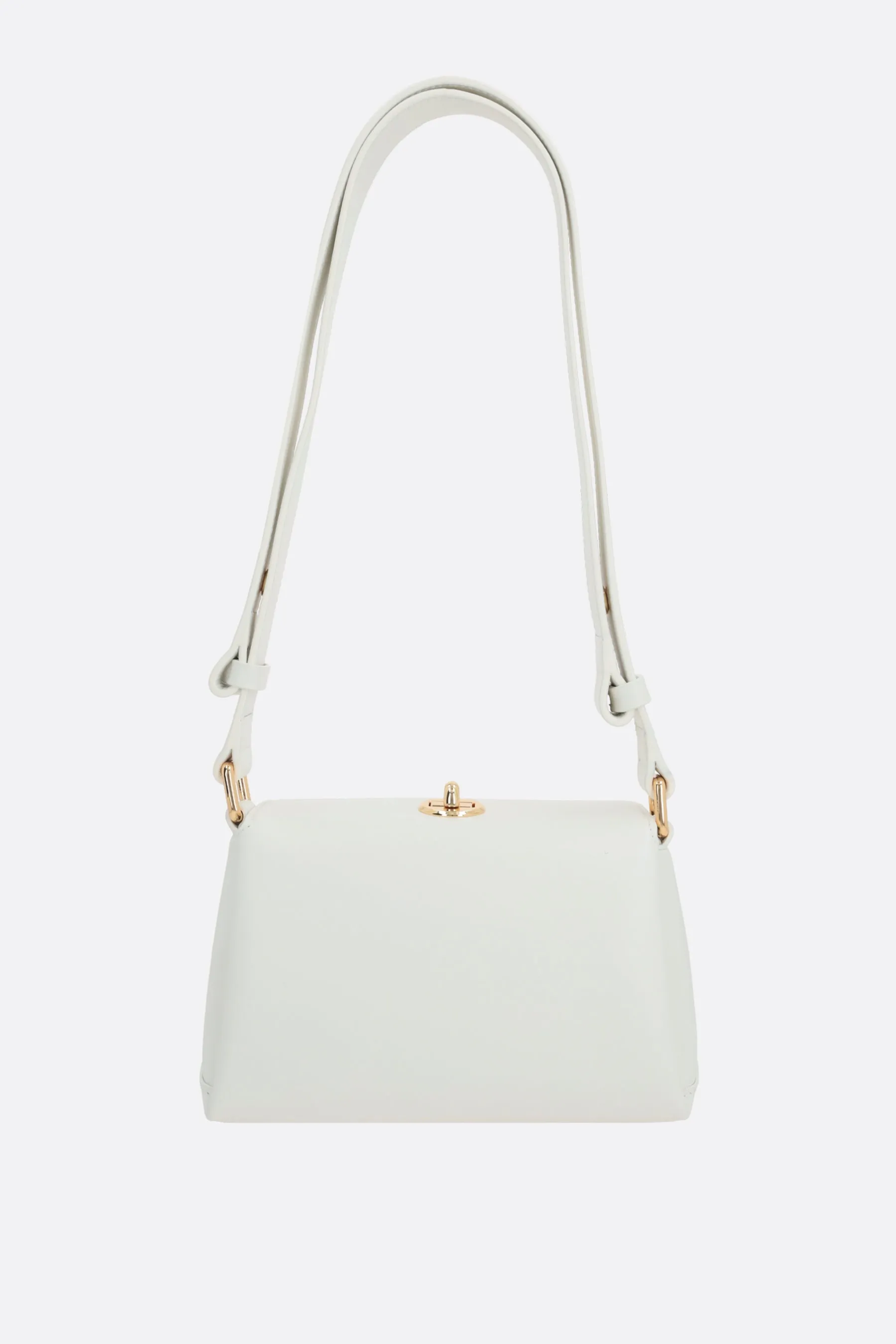 Folded mini shoulder bag in smooth leather