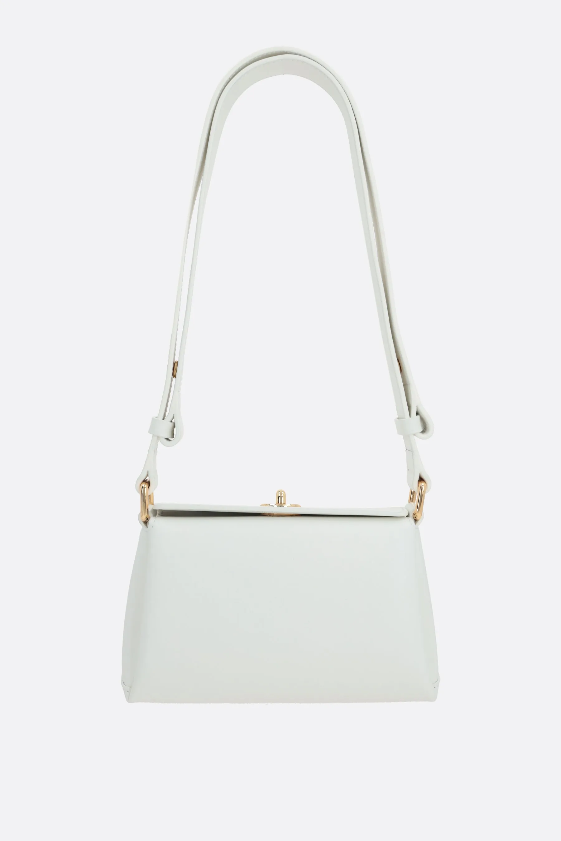Folded mini shoulder bag in smooth leather