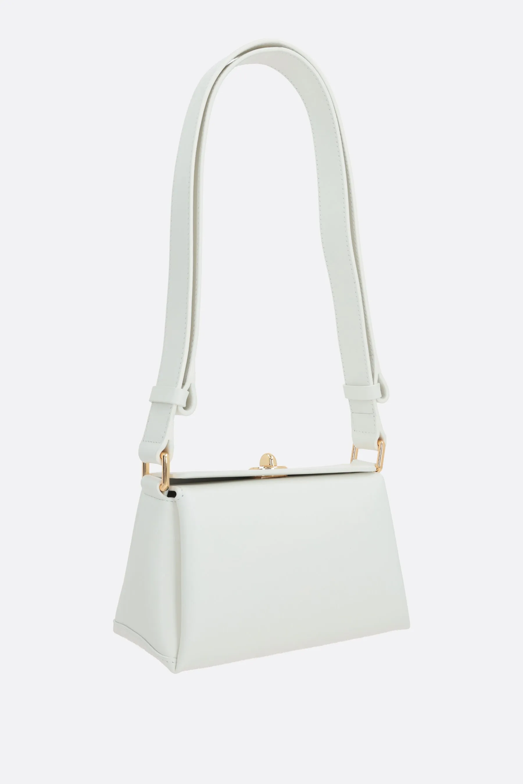 Folded mini shoulder bag in smooth leather