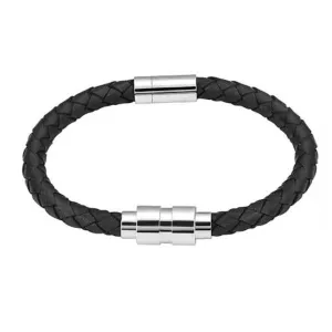 J-BRAC-06- Braided Leather Bracelet with Silver Clasp