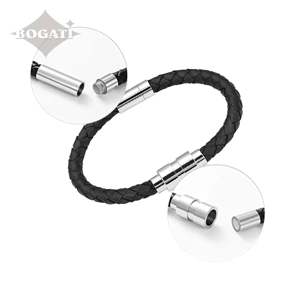 J-BRAC-06- Braided Leather Bracelet with Silver Clasp
