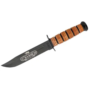 Ka-Bar Fighting Knife - 120th Anniversary USMC Black Blade Brown Handle | KB9191