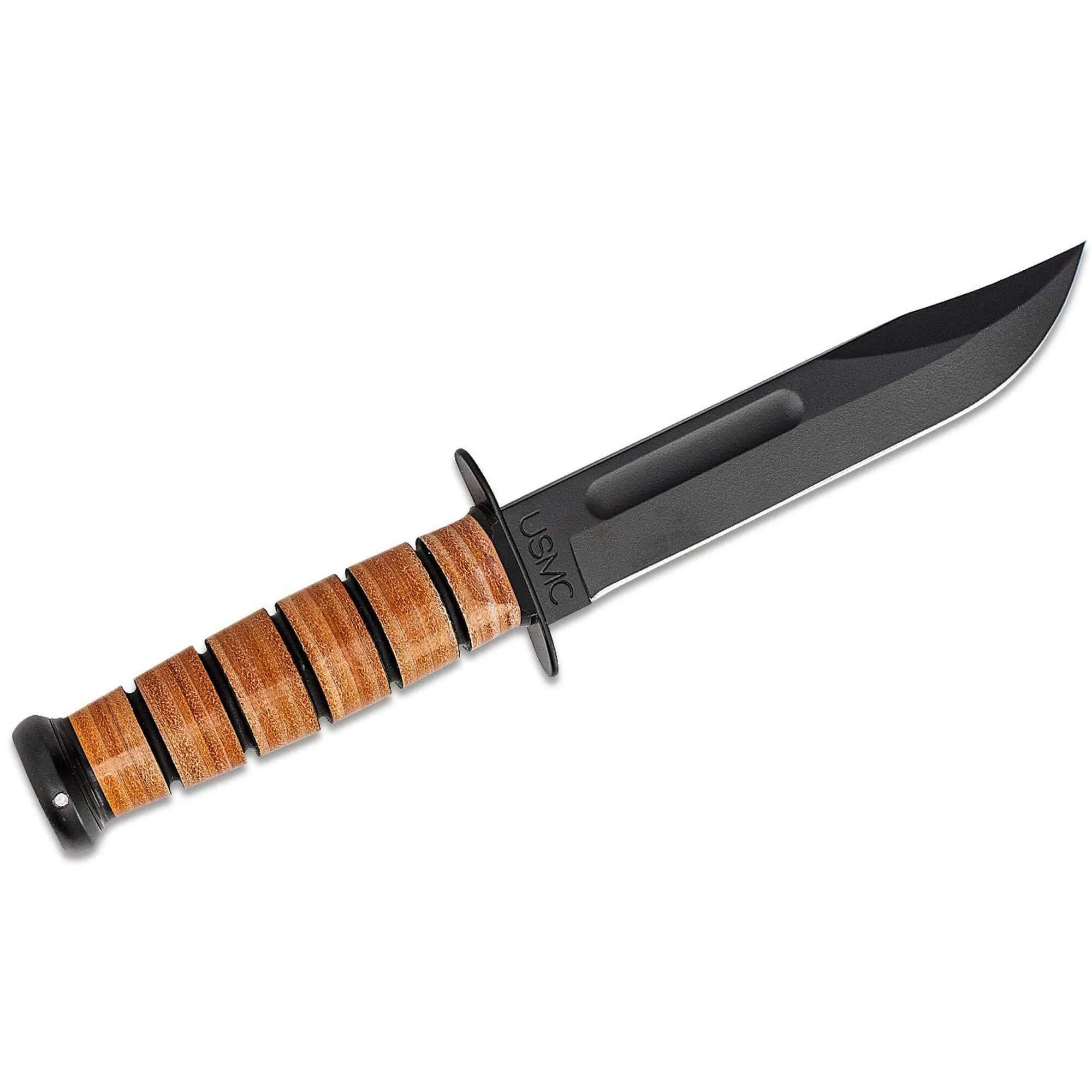 Ka-Bar Fighting Knife - 120th Anniversary USMC Black Blade Brown Handle | KB9191