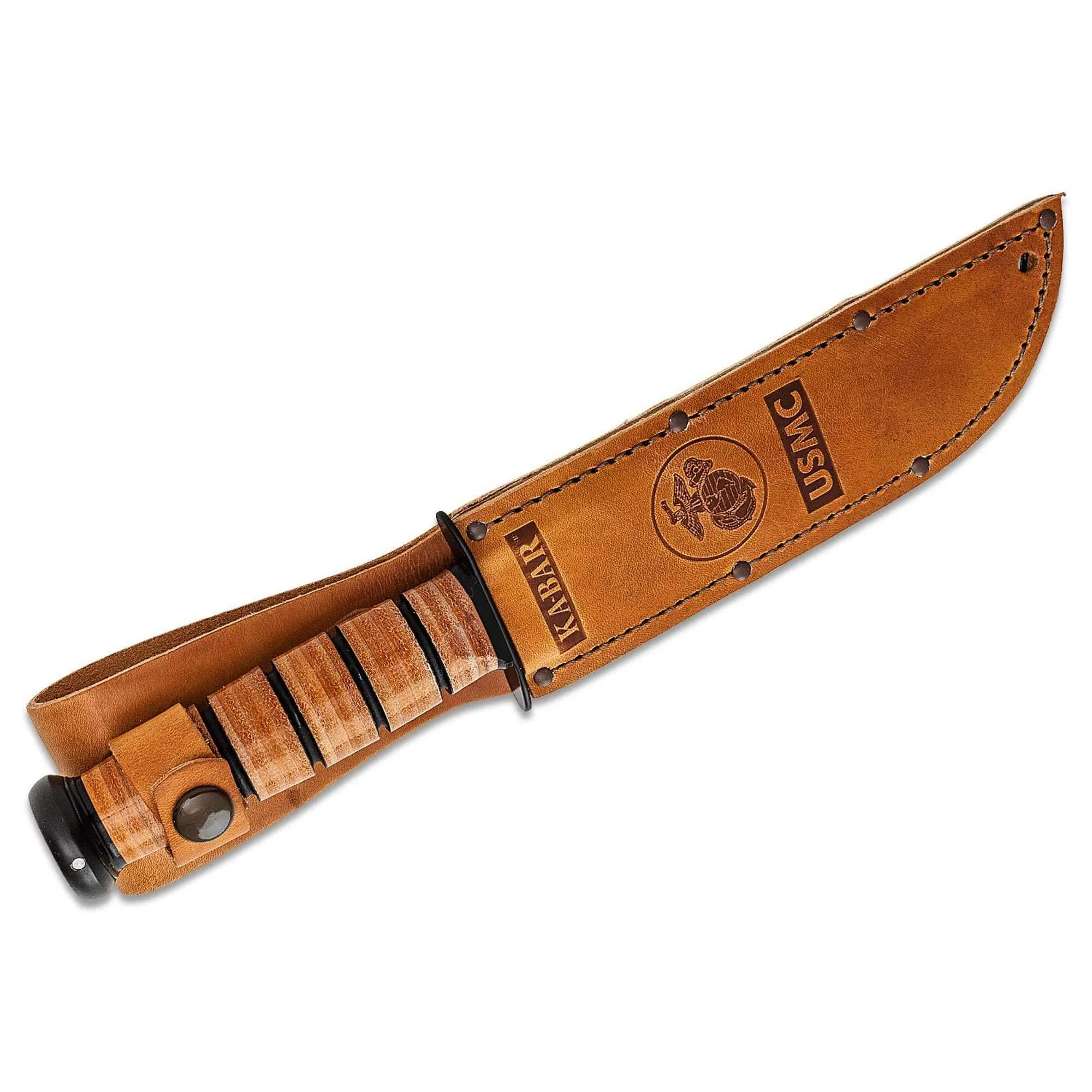 Ka-Bar Fighting Knife - 120th Anniversary USMC Black Blade Brown Handle | KB9191