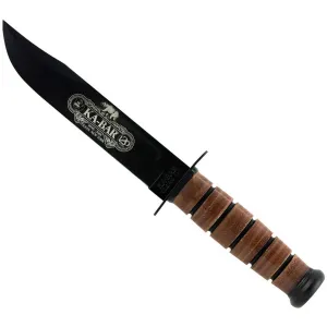 Ka-Bar Fighting Knife - 120th Anniversary USN Flat Grind Blade Brown Handle | KB9192