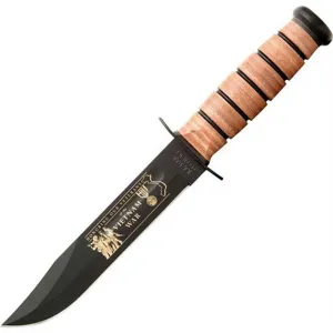 Ka-Bar Fighting Knife - USN Navy Vietnam 7 inch Plain Blade Leather Handle | KB9141
