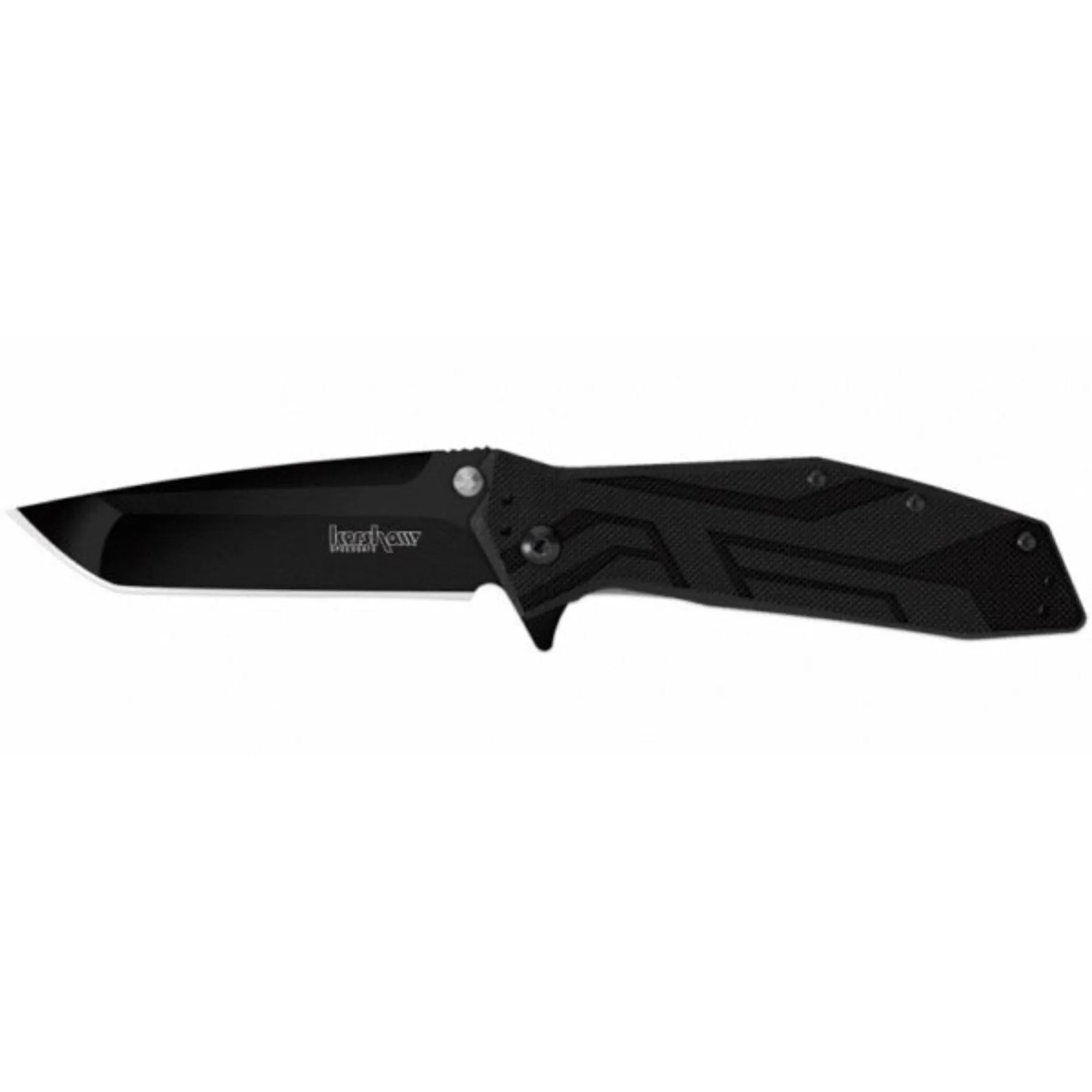 Kershaw Pocket Knife - Brawler Black Glass-filled Nylon Handle Tanto Blade | 1990