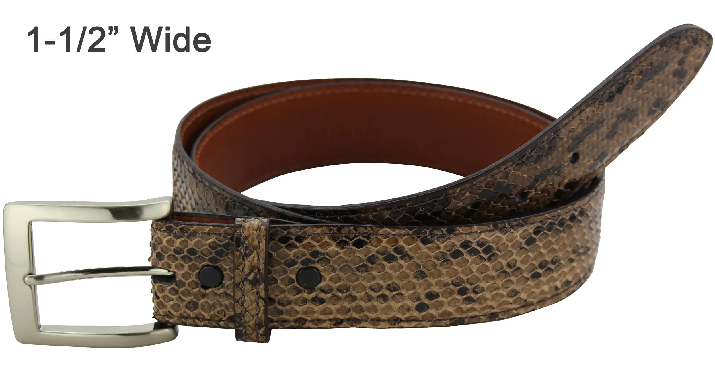Men's Brown Anaconda Snake Skin Designer Full Grain Leather Belt **Made To Order Allow 5 To 6 Weeks To Ship