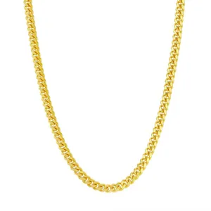 Men's Chain - Gold Plated Sterling Silver 4mm Miami Cuban | Q-5734-18