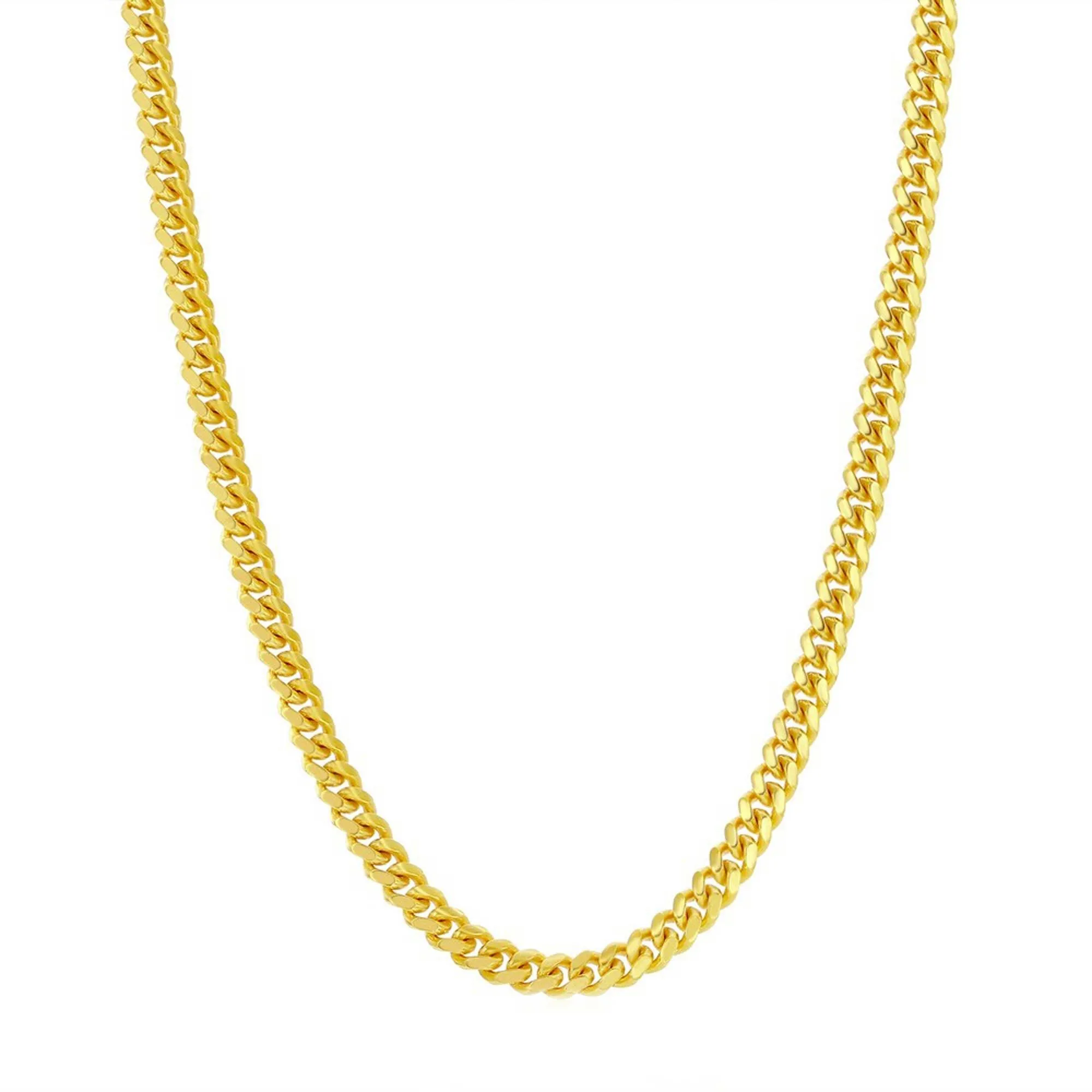 Men's Chain - Gold Plated Sterling Silver 4mm Miami Cuban | Q-5734-18