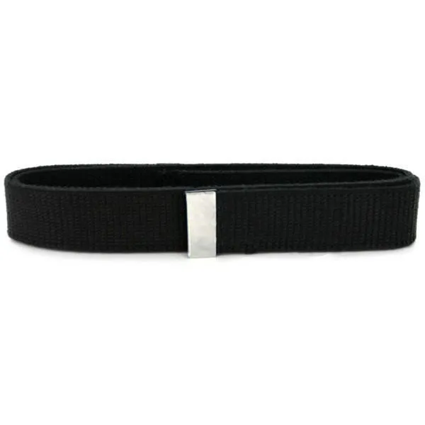 Navy Belt: Black Cotton with Silver Mirror Tip - female