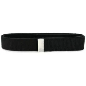 Navy Belt: Black Cotton with Silver Mirror Tip - female