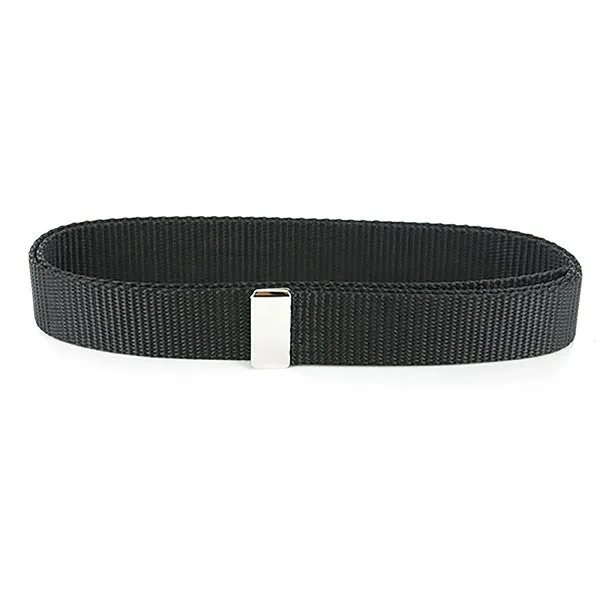 Navy Belt: Black Nylon with Silver Mirror Tip 1" width - female