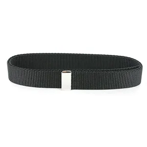 Navy Belt: Black Nylon with Silver Mirror Tip 1" width - female