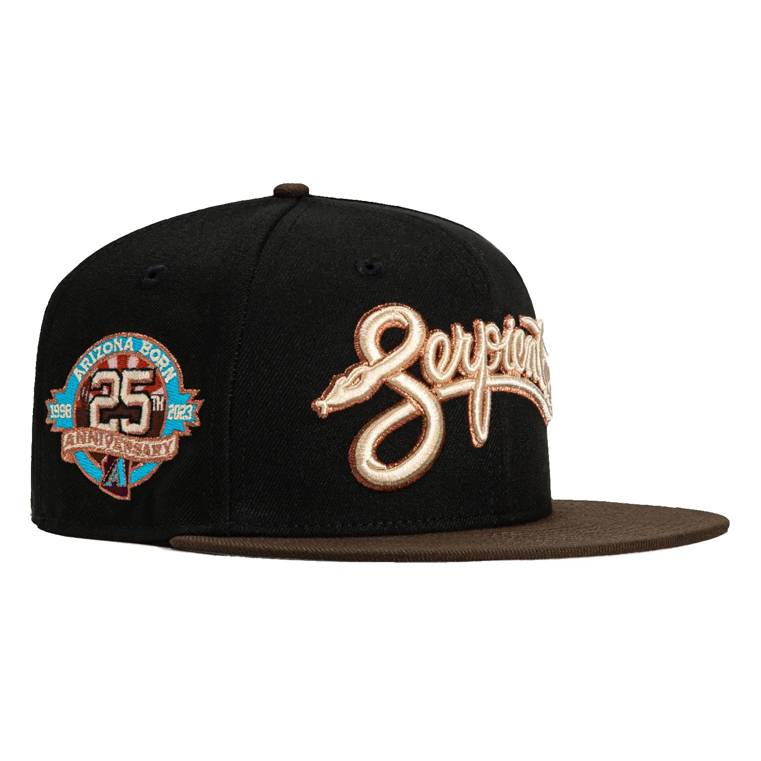 New Era 59Fifty Arizona Diamondbacks 25th Anniversary Patch Serpientes Hat - Black. Brown