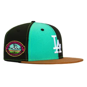 New Era 59Fifty Los Angeles Dodgers 50th Anniversary Stadium Patch Pinwheel Hat - Mint. Black. Brown. Maroon