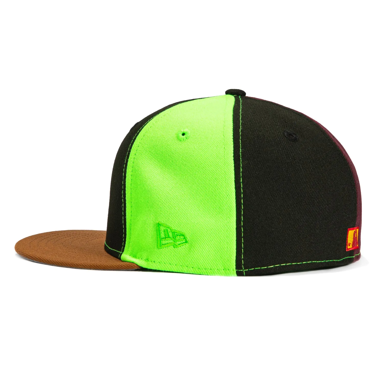 New Era 59Fifty Los Angeles Dodgers 50th Anniversary Stadium Patch Pinwheel Hat - Mint. Black. Brown. Maroon