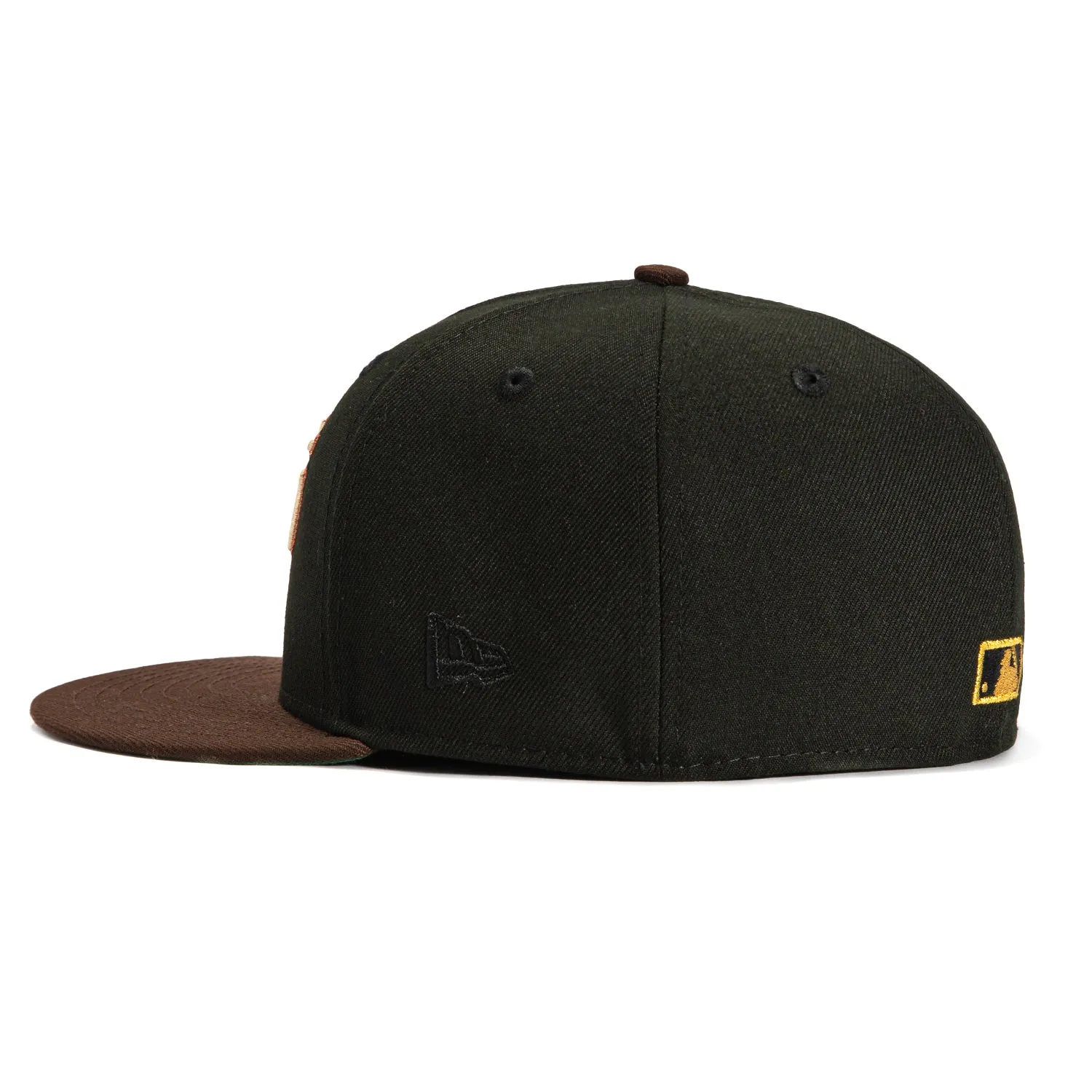 New Era 59Fifty New York Mets 25th Anniversary Patch Script Hat - Black. Brown. Metallic Copper