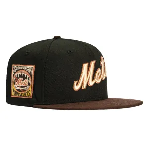 New Era 59Fifty New York Mets 25th Anniversary Patch Script Hat - Black. Brown. Metallic Copper