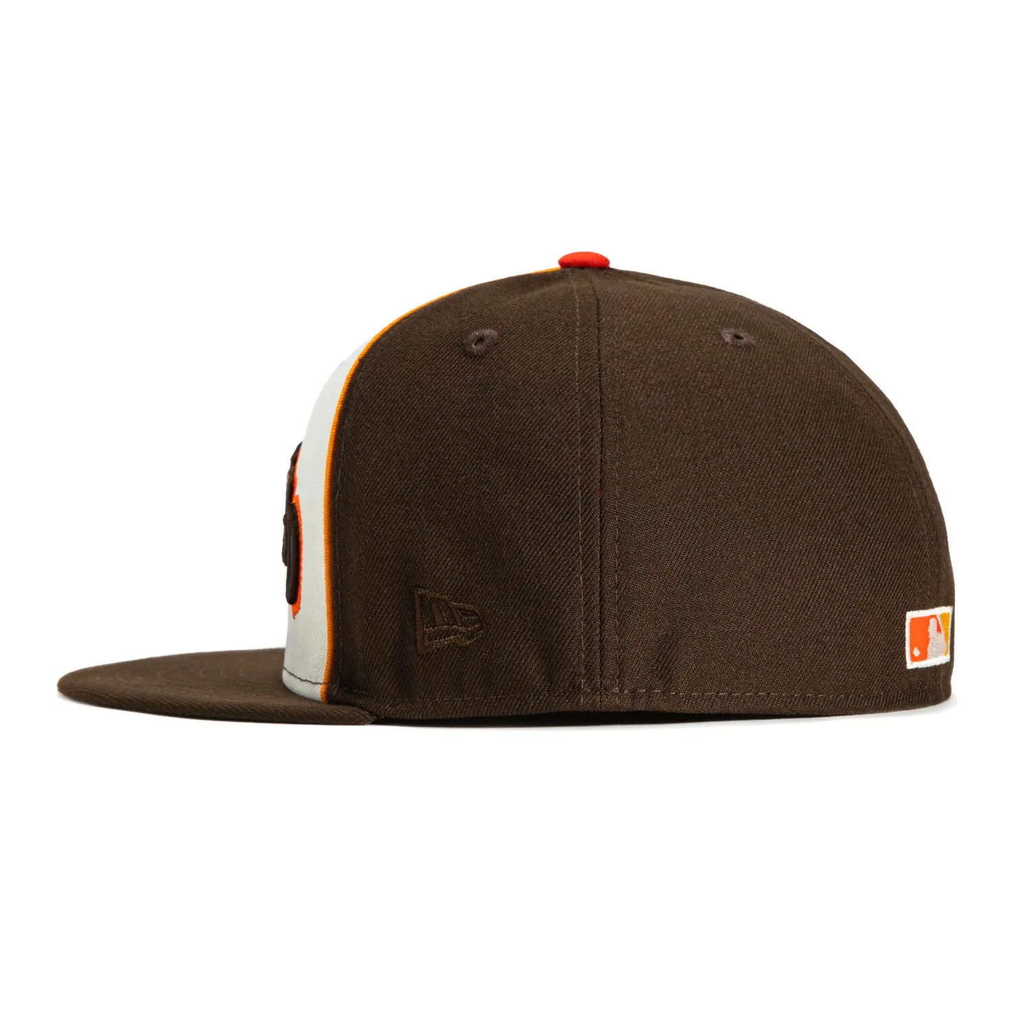 New Era 59Fifty San Diego Padres 40th Anniversary Patch Arch Rail Hat - White. Brown