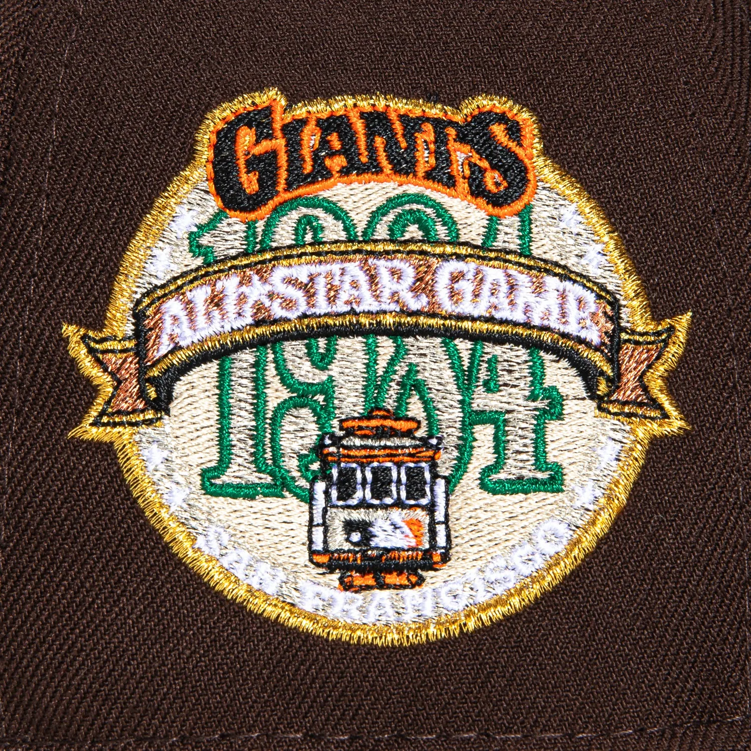 New Era 59Fifty San Francisco Giants 1984 All Star Game Patch Script Hat - Brown. Black. Metallic Copper