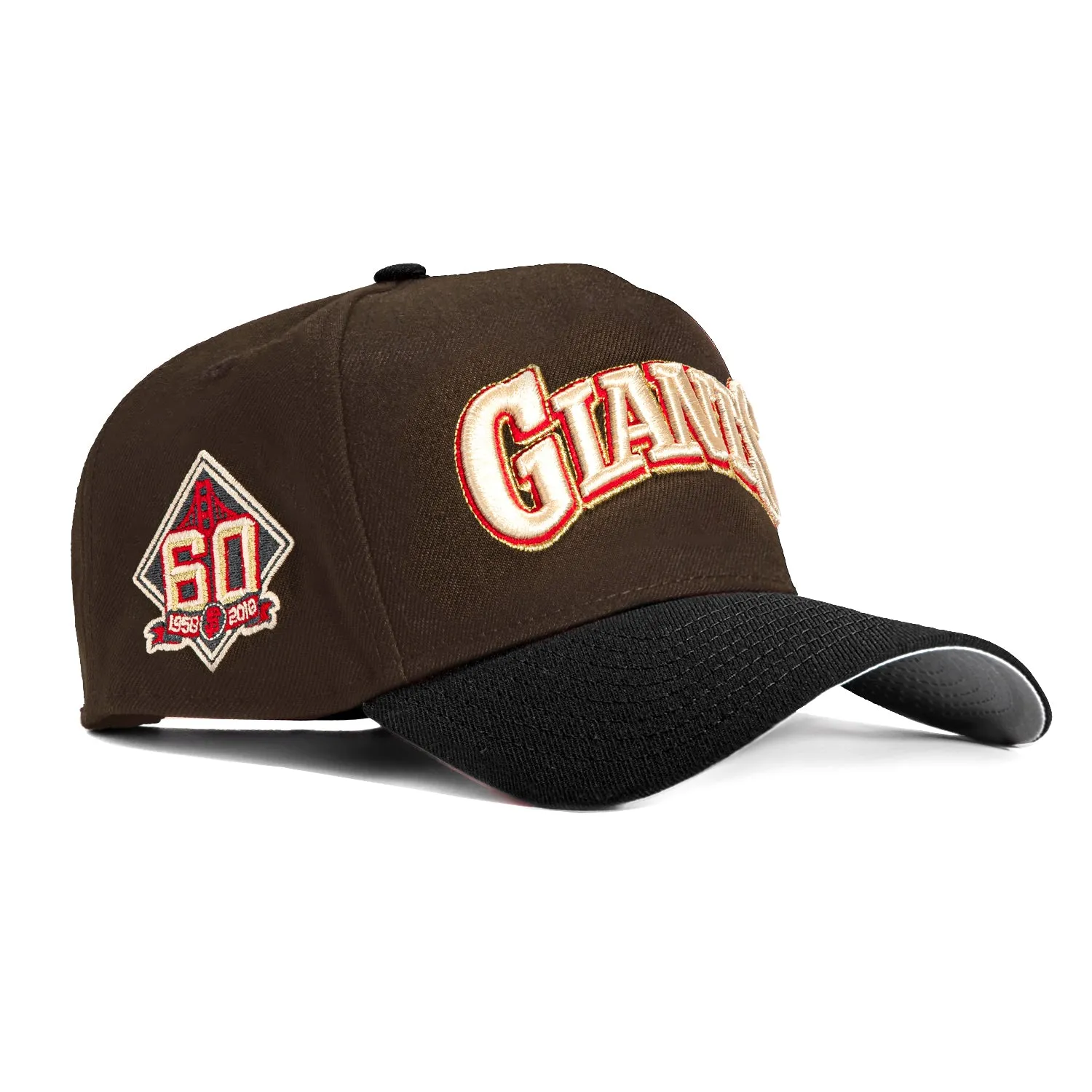 New Era 9Forty A-Frame Foam San Francisco Giants 60th Anniversary Patch Word Snapback Hat - Brown. Black