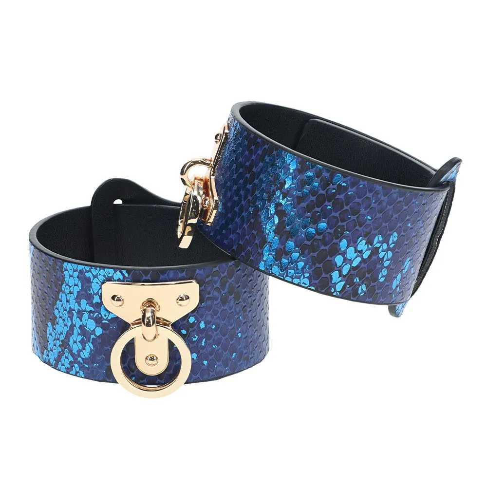 Ouch! Florence Holographic Snake Print Faux Leather Ankle Cuffs