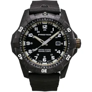 ProTek Men's Watch - USMC Series Quartz Black and Brown Dial Rubber Strap Dive | 1016