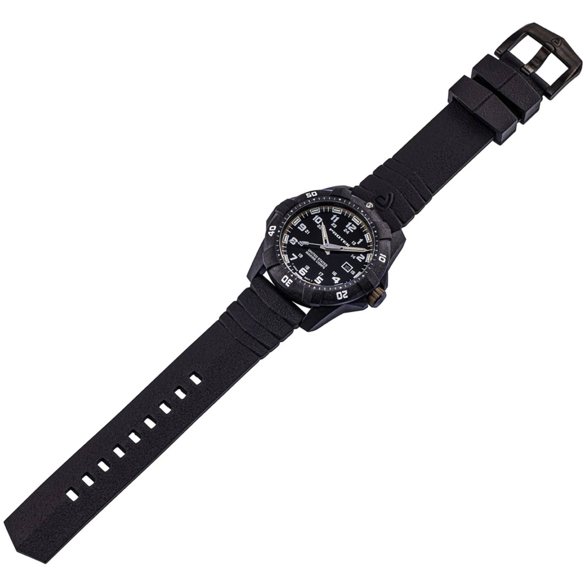ProTek Men's Watch - USMC Series Quartz Black and Brown Dial Rubber Strap Dive | 1016