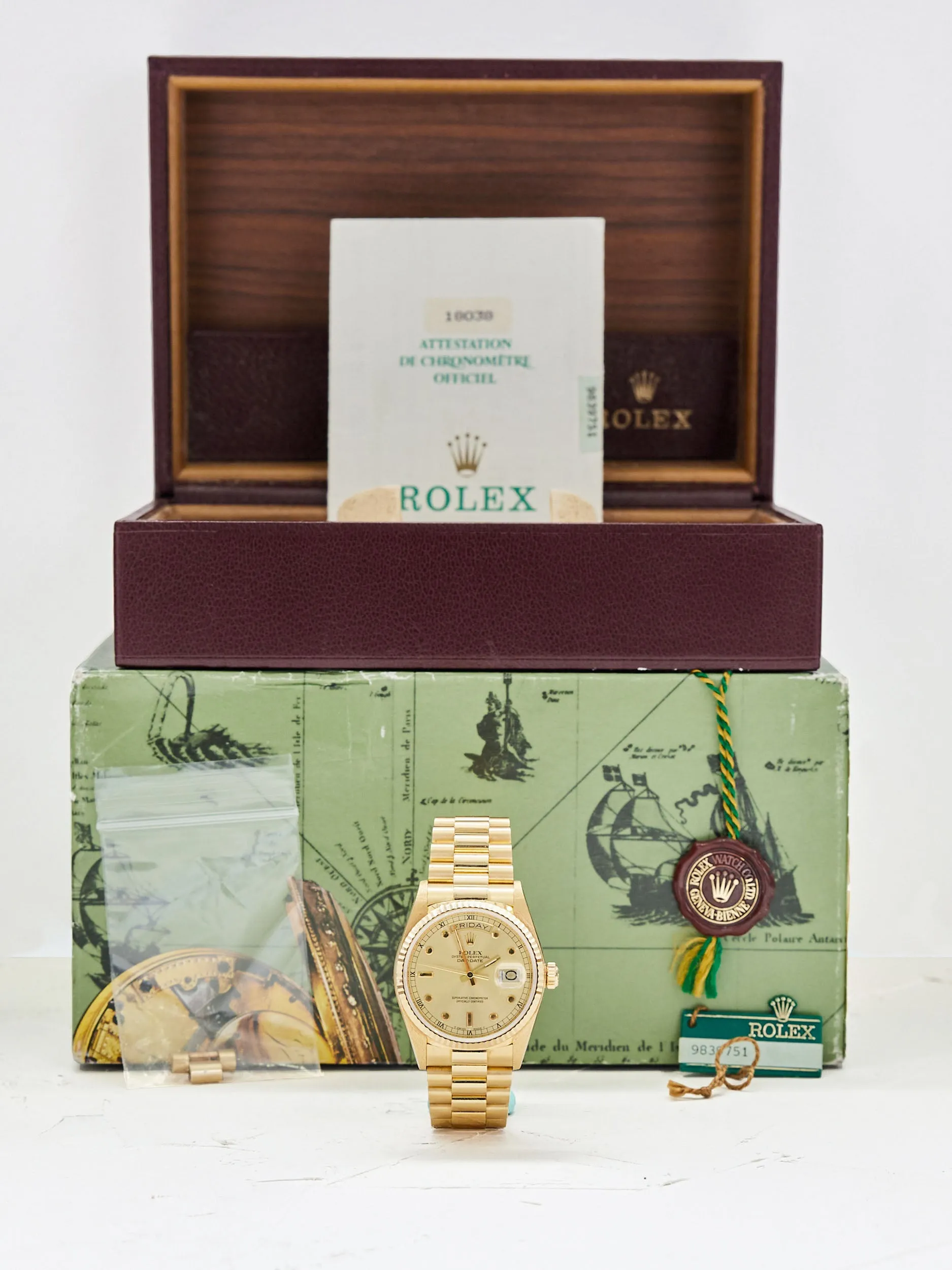 ROLEX DAY-DATE PINBALL DIAL WITH FULL SET OF BOX & PAPERS