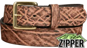 Rustic Brown Elephant Money Belt With 25" Zipper 1.50" Wide
