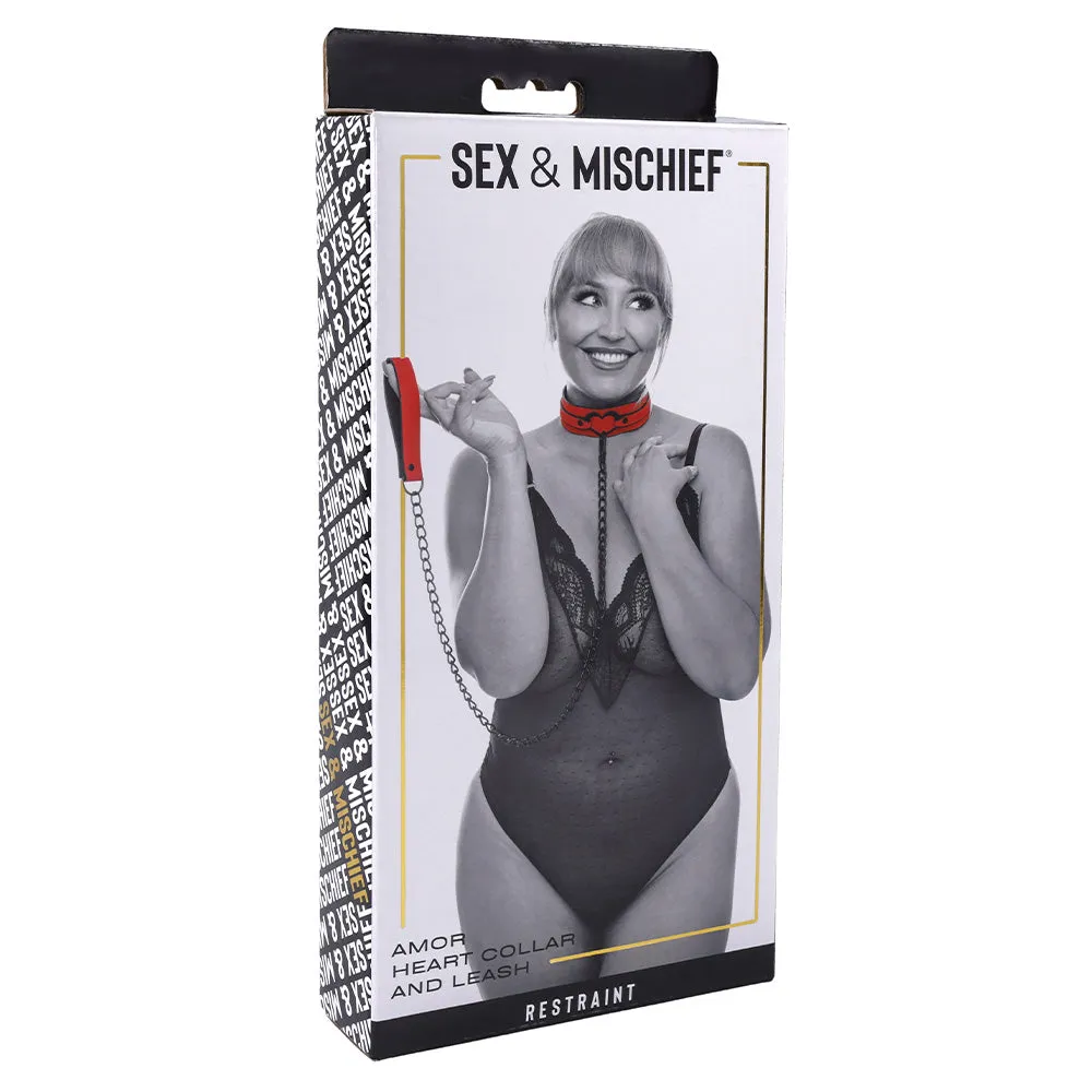 Sex & Mischief Amor Heart Charm Collar & Chain Leash